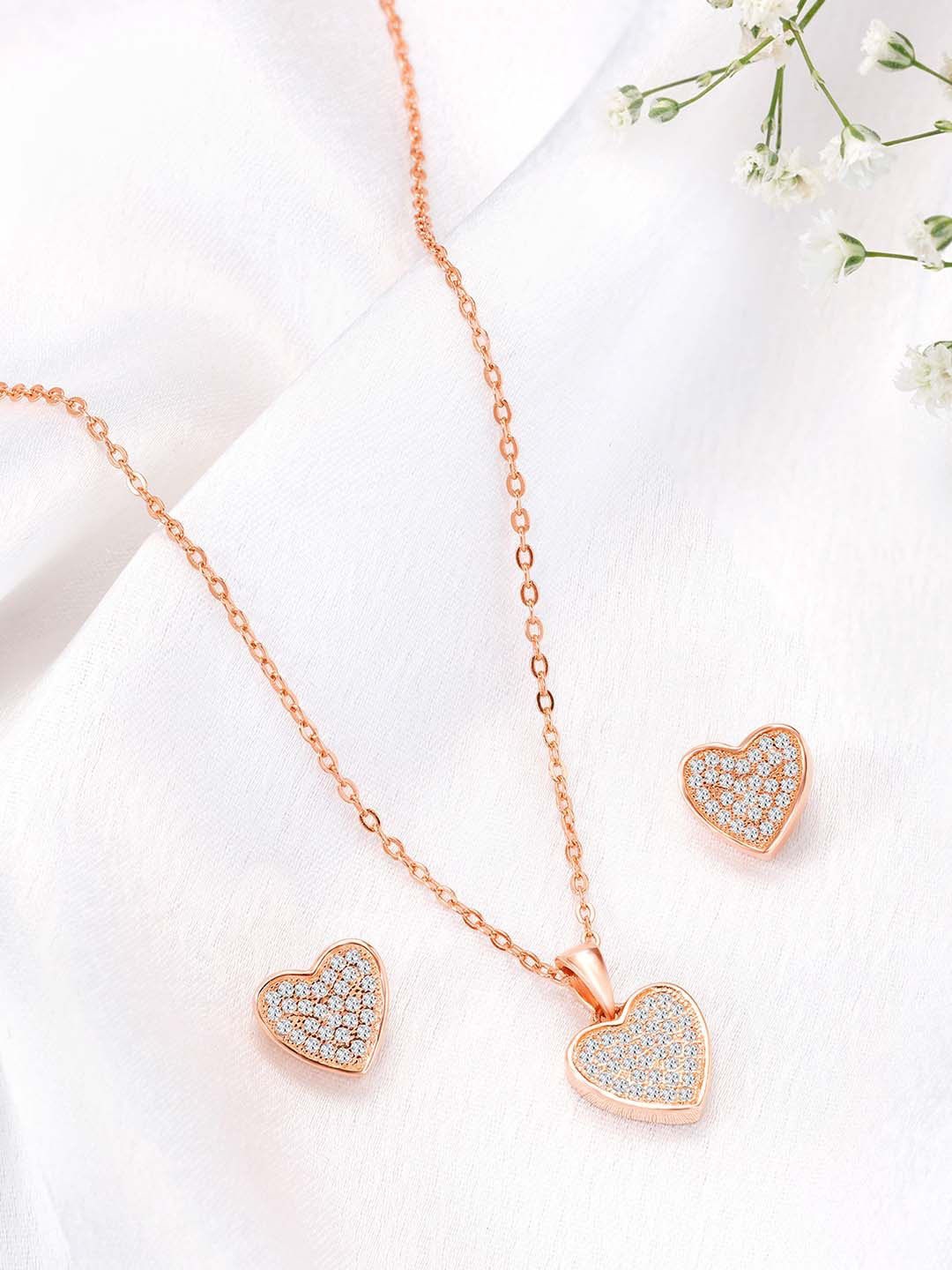 Silvora by Peora 925 Sterling Silver Rose Gold-Plated Cubic Zirconia-Studded Jewellery Set
Silvora by Peora 925 Sterling Silver Rose Gold-Plated Cubic Zirconia-Studded Jewellery Set