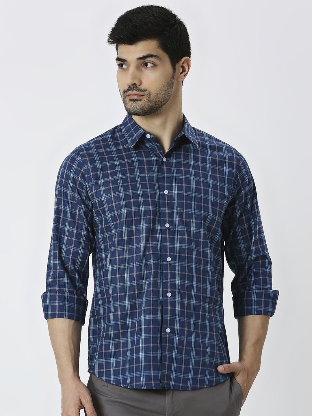 MARK & ALBERT Men India Slim Spread Collar Checked Cotton Slim Fit Casual Shirt, Navy blue
MARK & ALBERT Men India Slim Spread Collar Checked Cotton Slim Fit Casual Shirt, Navy blue