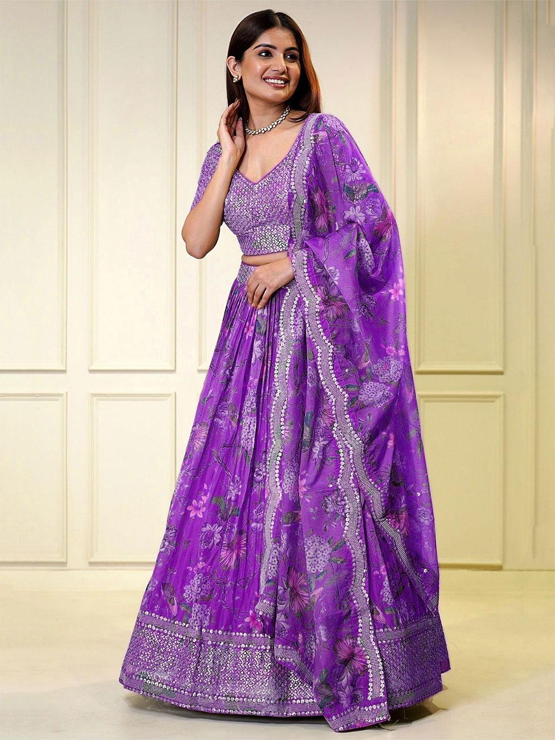 FABPIXEL Embroidered Organza Semi-Stitched Lehenga & Unstitched Blouse With Dupatta, Purple
FABPIXEL Embroidered Organza Semi-Stitched Lehenga & Unstitched Blouse With Dupatta, Purple