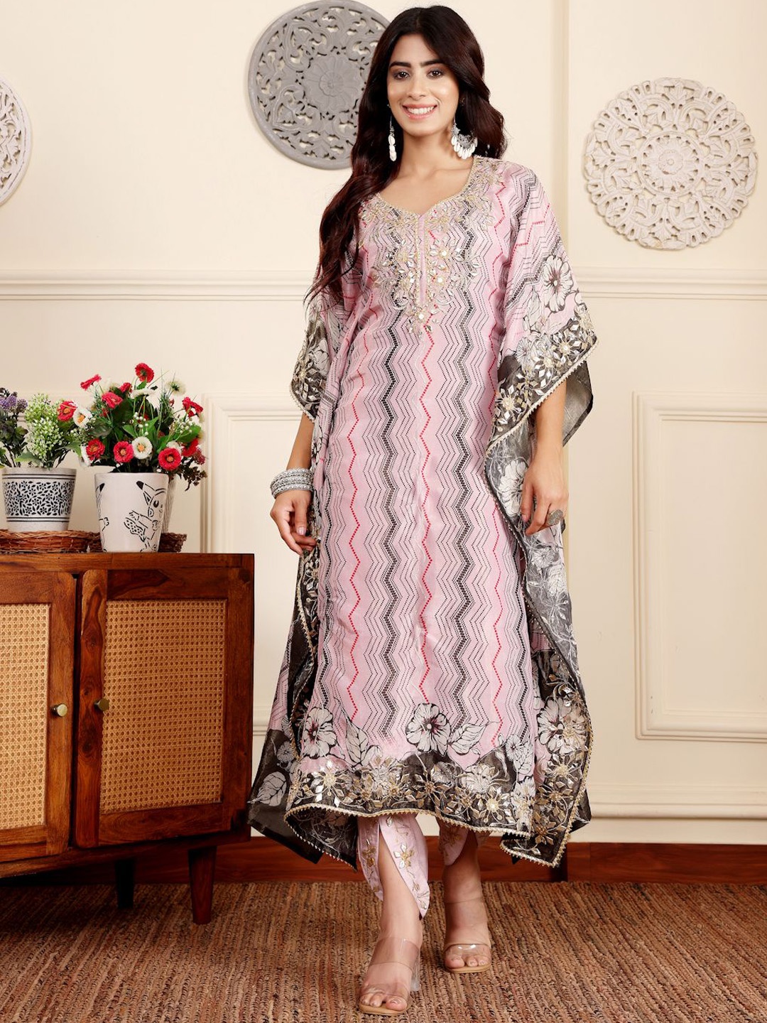 Varanga Women Embroidered Regular Gotta Patti Pure Silk Kurta with Dhoti Pants, Pink
Varanga Women Embroidered Regular Gotta Patti Pure Silk Kurta with Dhoti Pants, Pink
