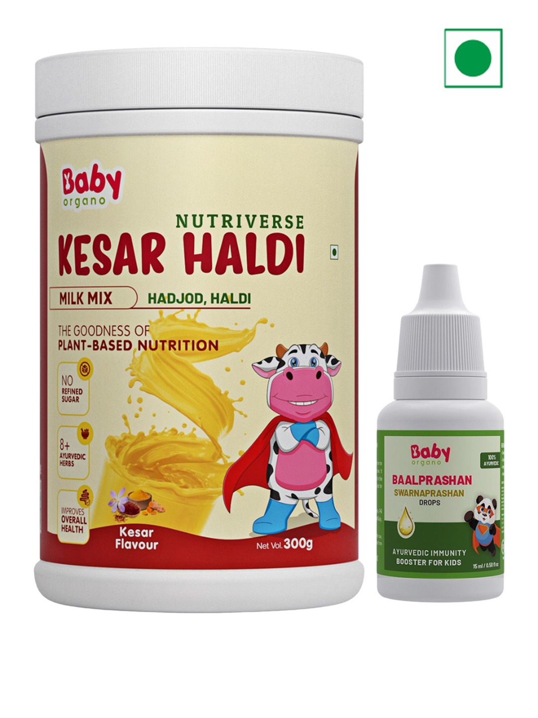 BABYORGANO Nutriverse Kesar Haldi Milk Mix - 300 ml & Baalprashan Sawarnaprashan - 15 ml, White
BABYORGANO Nutriverse Kesar Haldi Milk Mix - 300 ml & Baalprashan Sawarnaprashan - 15 ml, White