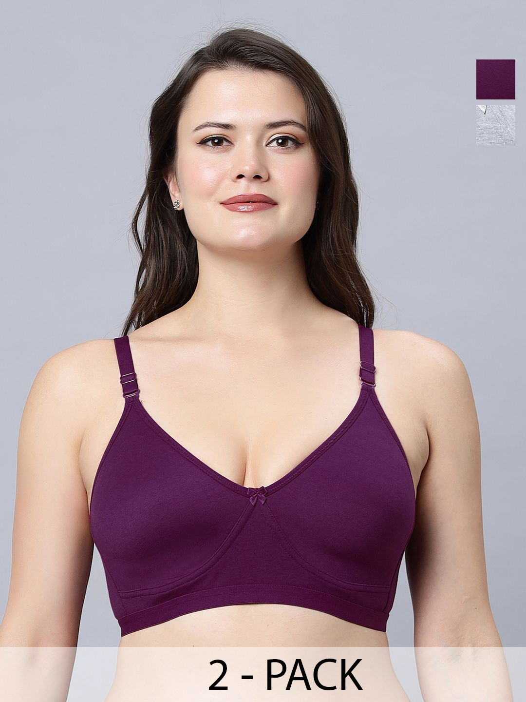 In Care Pack Of 2 Cotton Full-coverage Non Padded and Non-Wired seamless T-shirt Bra, Burgundy
In Care Pack Of 2 Cotton Full-coverage Non Padded and Non-Wired seamless T-shirt Bra, Burgundy