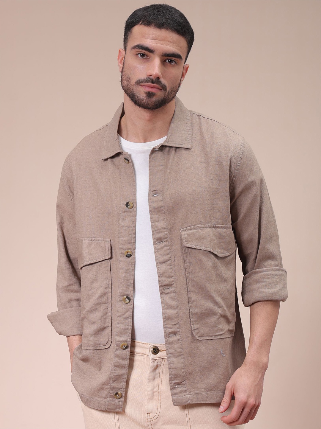 The Indian Garage Co Men Regular Fit Solid Double Flap Pocket Resortwear Overshirt, Beige
The Indian Garage Co Men Regular Fit Solid Double Flap Pocket Resortwear Overshirt, Beige