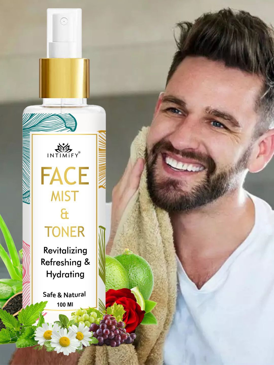 INTIMIFY Revitalizing Refreshing & Hydrating Face Mist & Toner - 100 ml, Transparent
INTIMIFY Revitalizing Refreshing & Hydrating Face Mist & Toner - 100 ml, Transparent