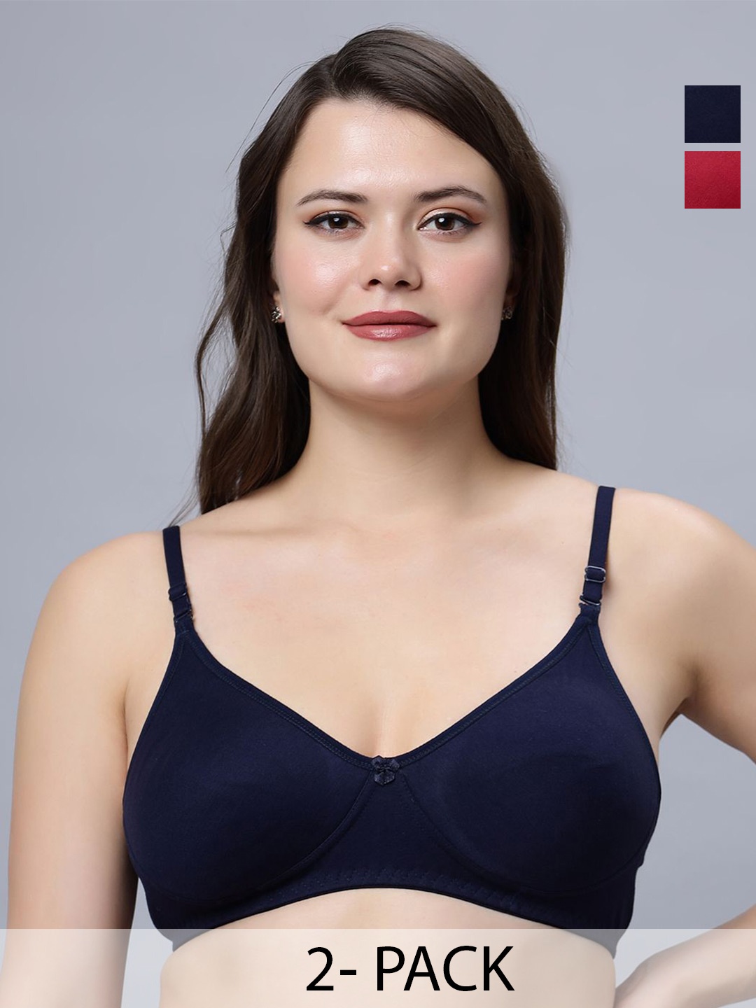 In Care Women Pack of 2 Cotton Non Padded and Non-Wired seamless cups T-shirt Bra, Red
In Care Women Pack of 2 Cotton Non Padded and Non-Wired seamless cups T-shirt Bra, Red