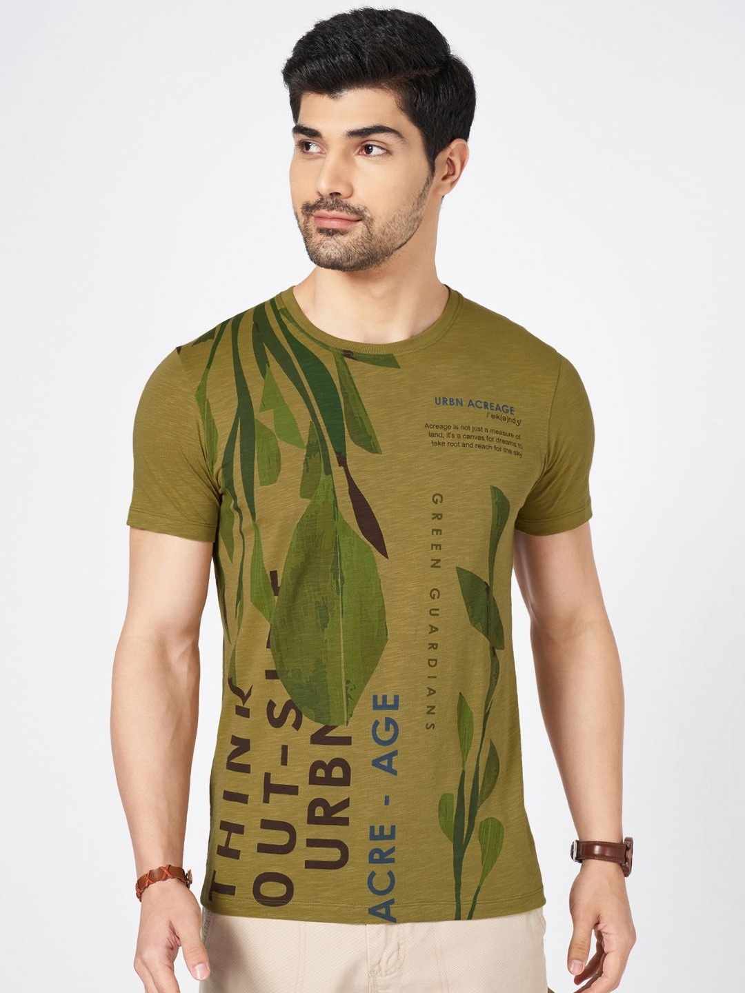 Urban Ranger by pantaloons Men Graphic Printed Round Neck Cotton Slim Fit T-shirt, Olive
Urban Ranger by pantaloons Men Graphic Printed Round Neck Cotton Slim Fit T-shirt, Olive