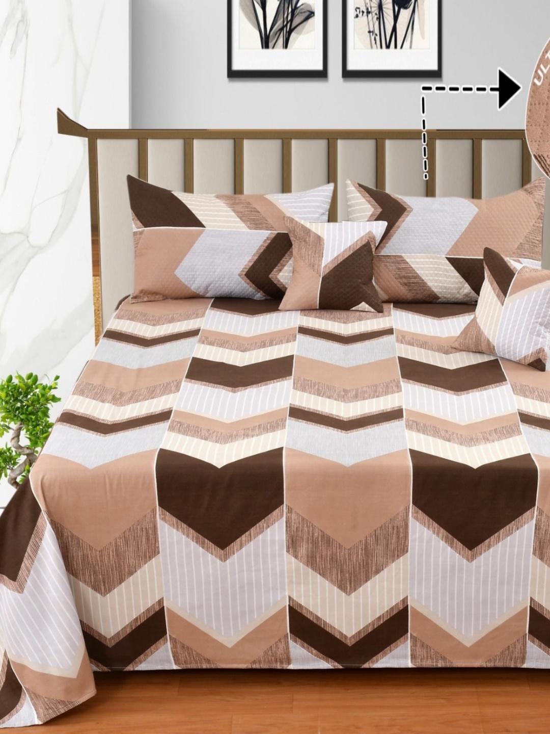 NCS Brown & Grey Geometric Printed Cotton 300 TC Queen Bedsheet with 2 Pillow Covers
NCS Brown & Grey Geometric Printed Cotton 300 TC Queen Bedsheet with 2 Pillow Covers