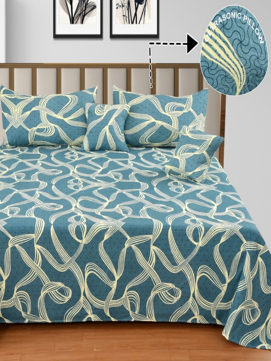 NCS Teal & Cream Geometric Printed Cotton 300 TC Queen Bedsheet With 2 Pillow Covers
NCS Teal & Cream Geometric Printed Cotton 300 TC Queen Bedsheet With 2 Pillow Covers