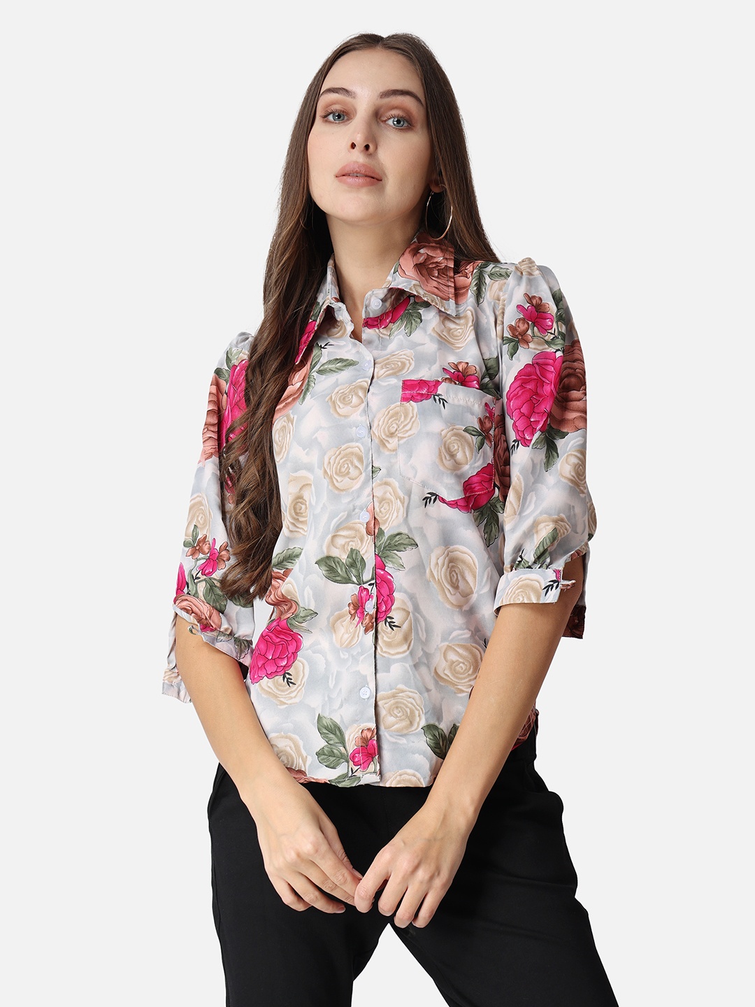 MINOS Women Classic Spread Collar Floral Printed Crepe Slim Fit Casual Shirt, Grey
MINOS Women Classic Spread Collar Floral Printed Crepe Slim Fit Casual Shirt, Grey