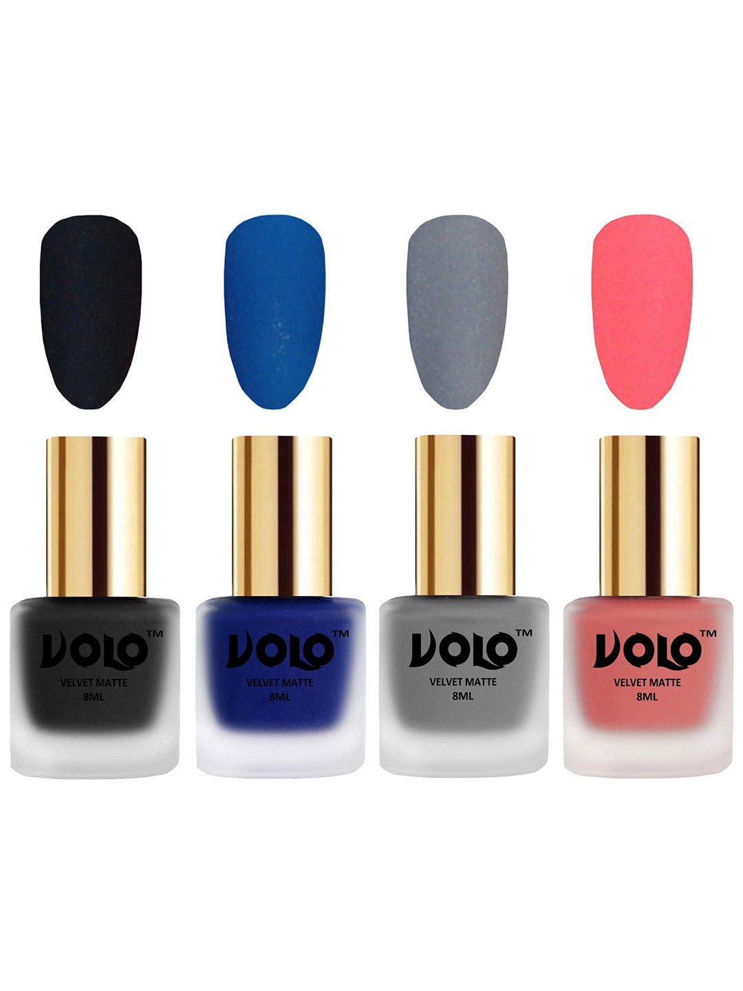 VOLO Set of 4 Velvet Dull Matte Nail Polish-8ml Each-Blue 5-Black 19-Grey 20-Dark Peach 41, Multi
VOLO Set of 4 Velvet Dull Matte Nail Polish-8ml Each-Blue 5-Black 19-Grey 20-Dark Peach 41, Multi