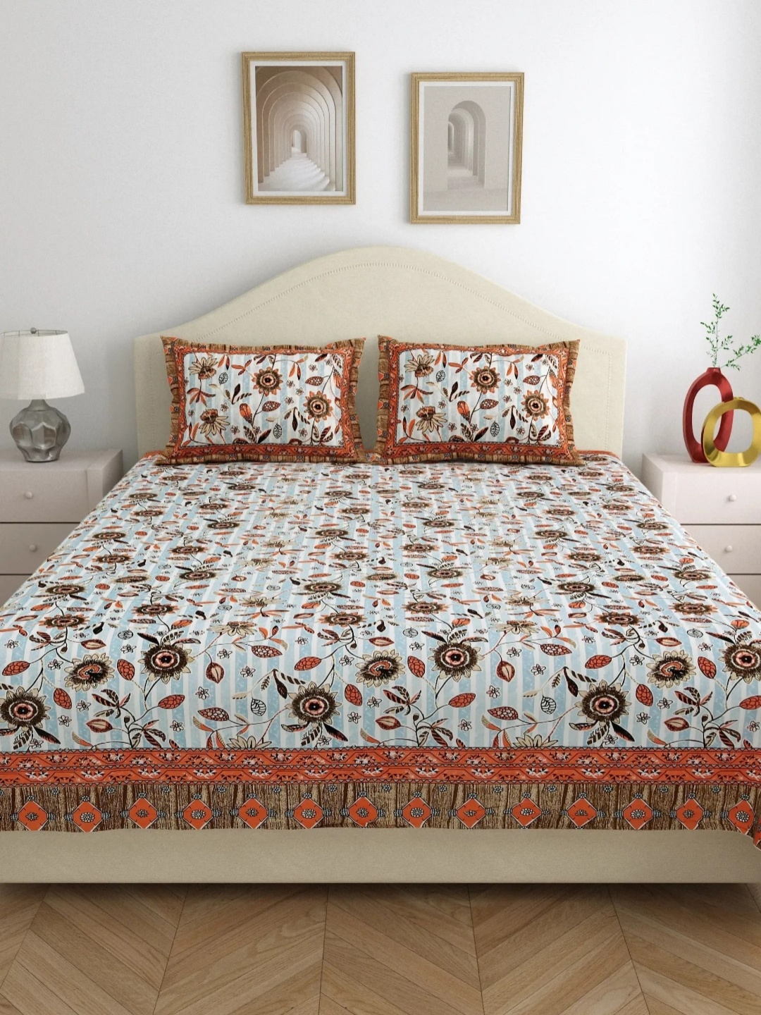 LIVING ROOTS Ethenic Jaipur Orange Floral 210 TC Cotton King Bedsheet & 2 Pillow Covers
LIVING ROOTS Ethenic Jaipur Orange Floral 210 TC Cotton King Bedsheet & 2 Pillow Covers