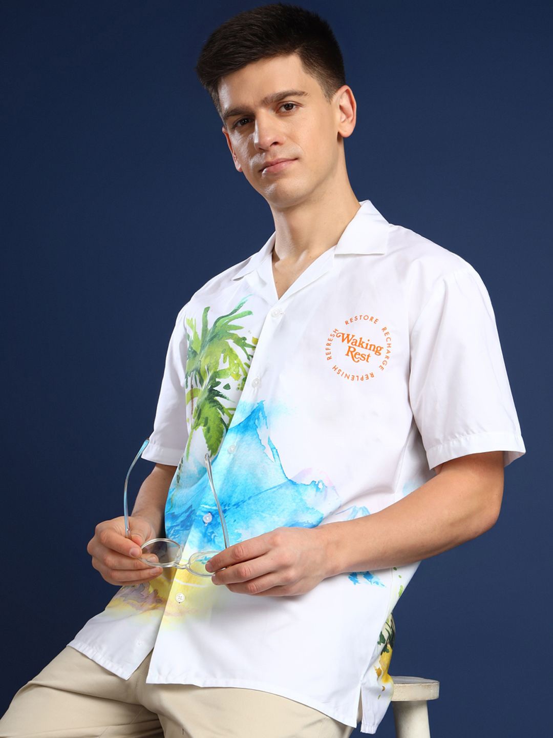Hancock Men Tropical Opaque Printed Casual Pure Cotton Relaxed Fit Resort Shirt, White
Hancock Men Tropical Opaque Printed Casual Pure Cotton Relaxed Fit Resort Shirt, White