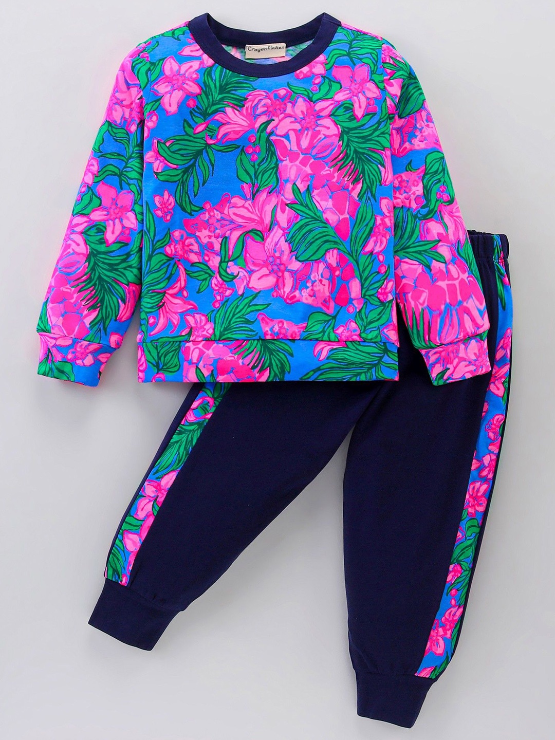 CrayonFlakes Girls Floral Printed Round Neck Long Sleeves Pure Cotton Sweatshirt & Jogger, Pink
CrayonFlakes Girls Floral Printed Round Neck Long Sleeves Pure Cotton Sweatshirt & Jogger, Pink