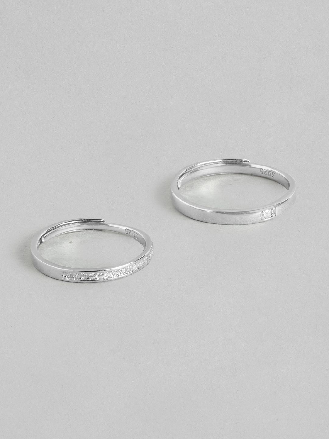 Zavya Set Of 2 Rhodium-Plated 925 Sterling Silver CZ Studded Adjustable Couple Rings
Zavya Set Of 2 Rhodium-Plated 925 Sterling Silver CZ Studded Adjustable Couple Rings