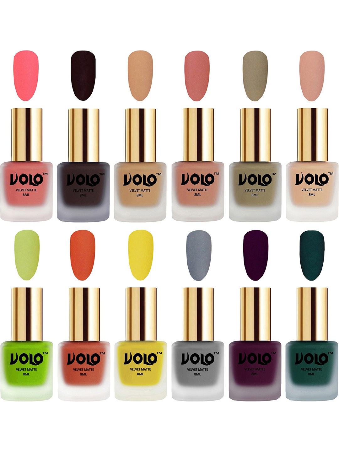 VOLO Set Of 12 Velvet Matte Nail Polish - 8 ml Each Shade Dark Wine- Light Wine- Sand Nude, Multi
VOLO Set Of 12 Velvet Matte Nail Polish - 8 ml Each Shade Dark Wine- Light Wine- Sand Nude, Multi