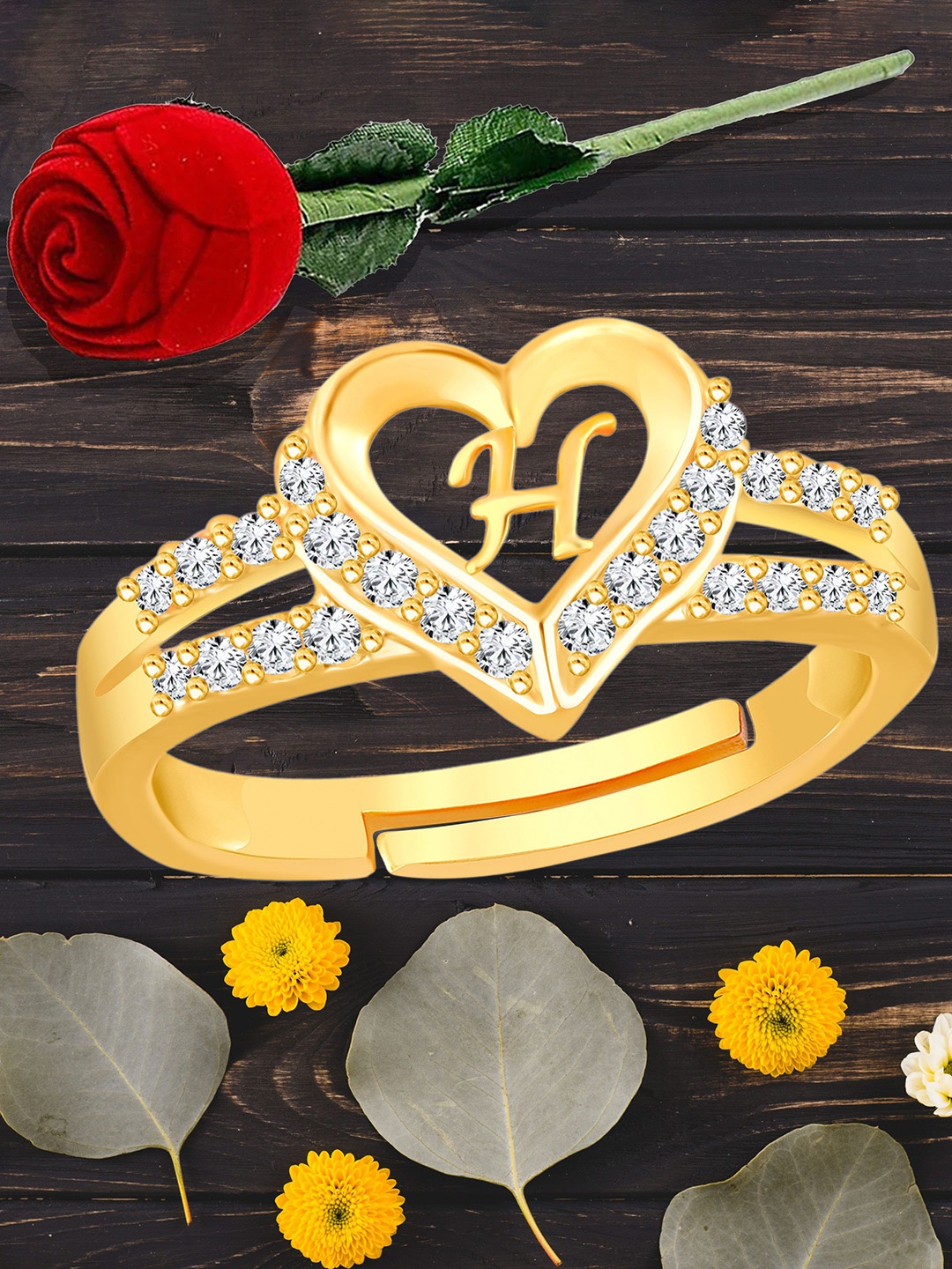 Heer Collection Gold Plated American Diamond Studded Alphabet H Adjustable Finger Ring
Heer Collection Gold Plated American Diamond Studded Alphabet H Adjustable Finger Ring