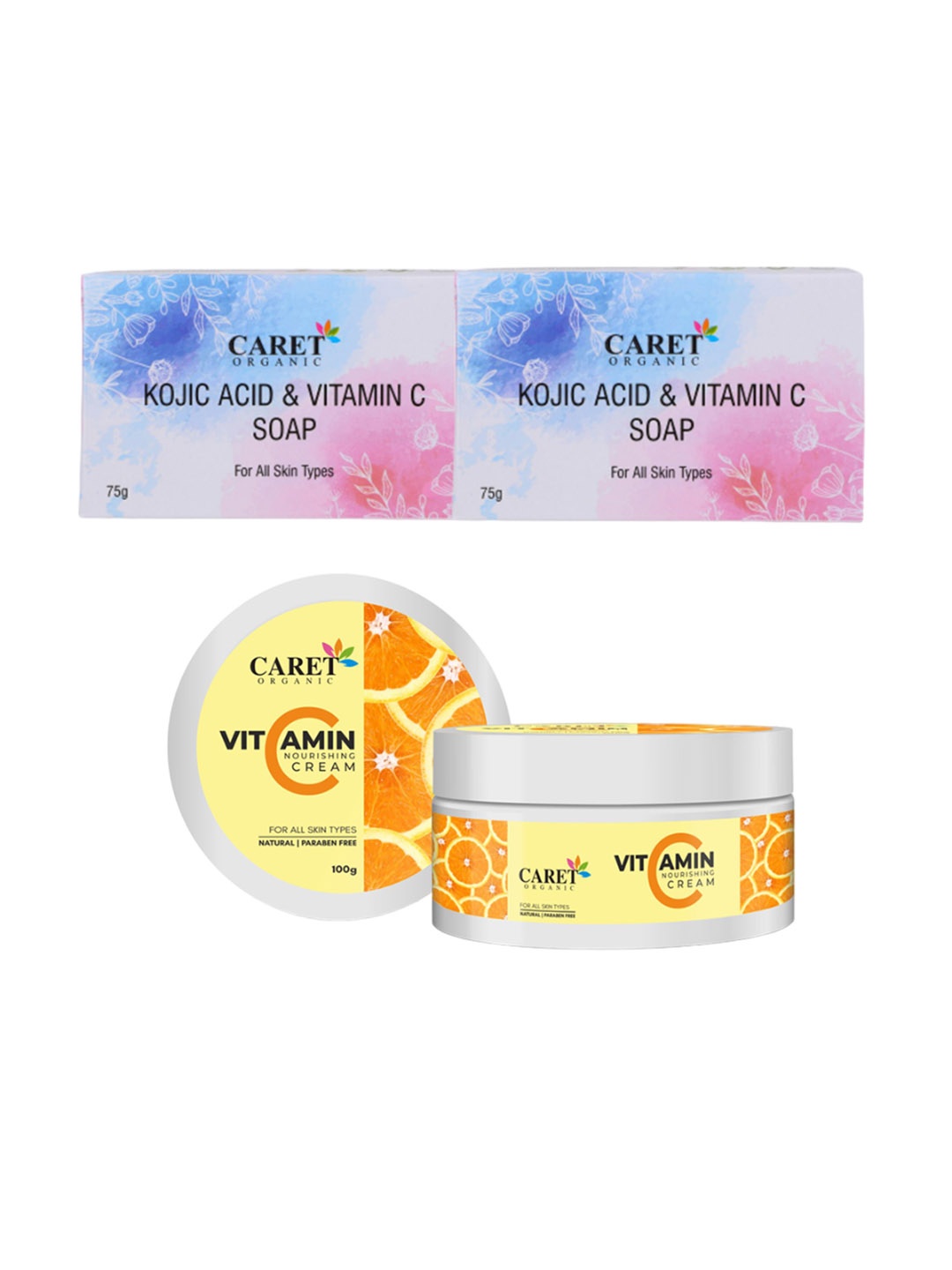 CARET ORGANIC Kojic Acid, Vitamin C Soap - 75 g With Vitamin C Nourishing Cream - 100 g, White
CARET ORGANIC Kojic Acid, Vitamin C Soap - 75 g With Vitamin C Nourishing Cream - 100 g, White