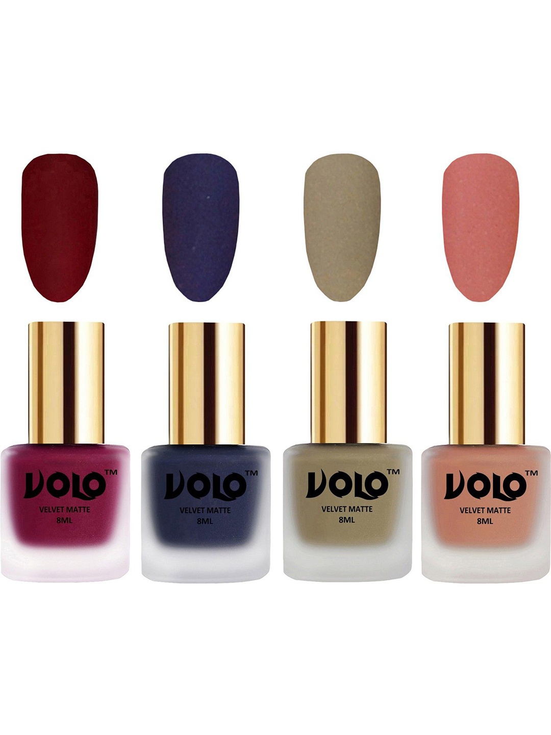 VOLO Set Of 4 Matte Nail Polish-8 ml-Sand Nude-Russian Navy Blue-Light Peach-Carrot Red
VOLO Set Of 4 Matte Nail Polish-8 ml-Sand Nude-Russian Navy Blue-Light Peach-Carrot Red