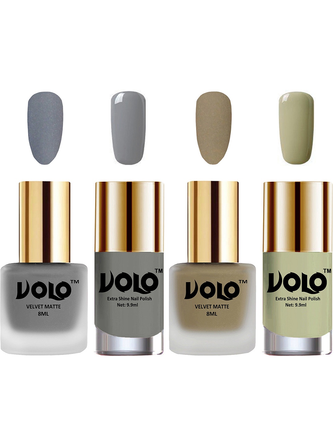 VOLO Set Of 4 Velvet Matte & Extra Shine Nail Polish-8 ml & 9.9 ml Shade 20-37-41-40, Nude
VOLO Set Of 4 Velvet Matte & Extra Shine Nail Polish-8 ml & 9.9 ml Shade 20-37-41-40, Nude