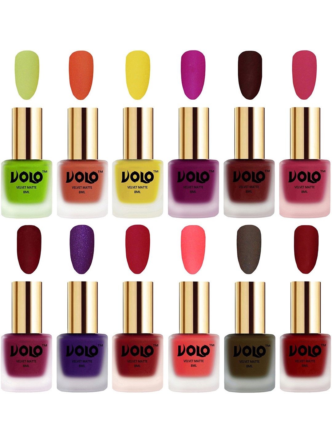 VOLO Set Of 12 Velvet Matte Nail Polish - 8 ml Each Shade - Magenta - Tomato Red, Multi
VOLO Set Of 12 Velvet Matte Nail Polish - 8 ml Each Shade - Magenta - Tomato Red, Multi