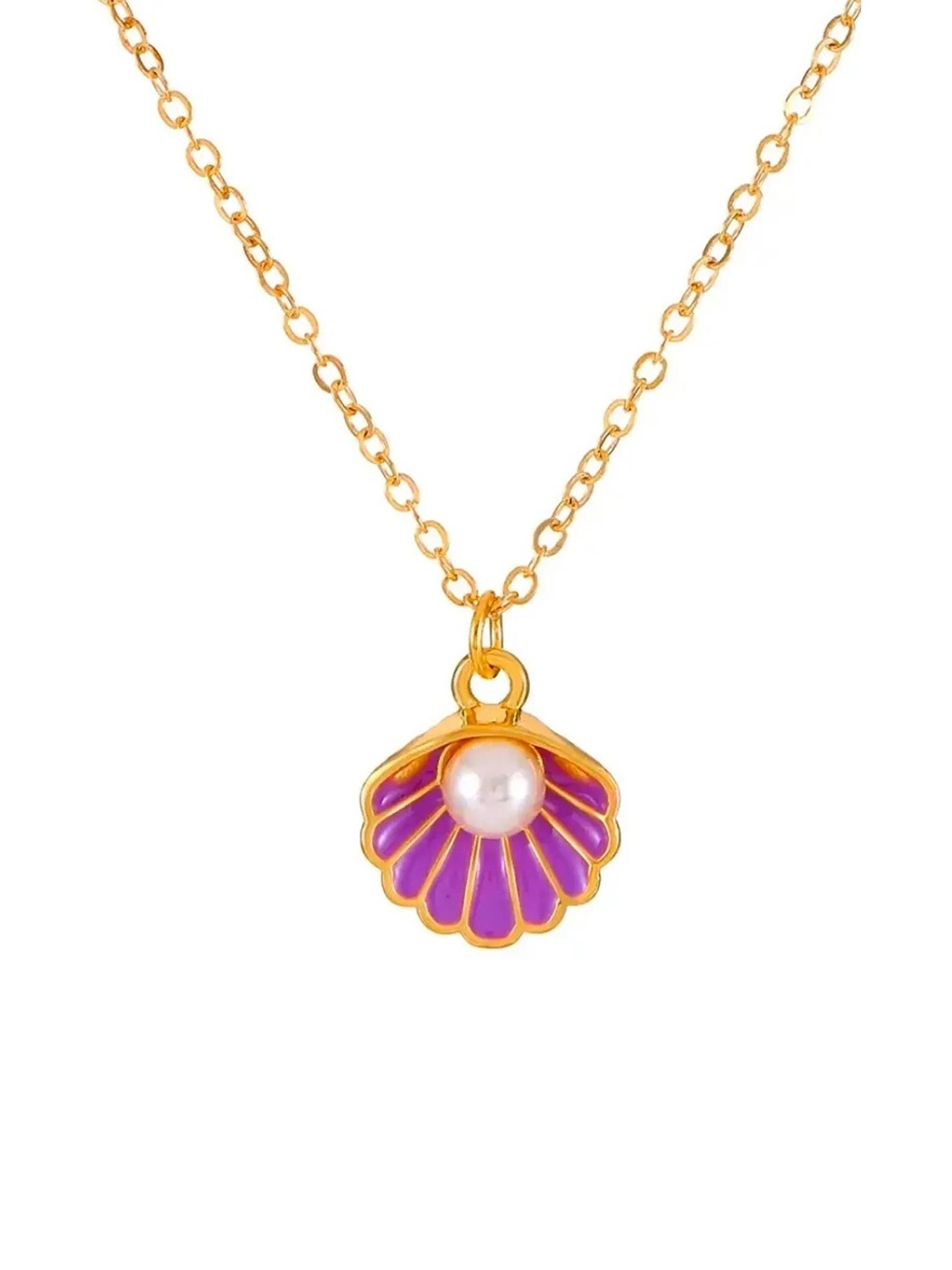 V FASHION JEWELLERY Gold- Plated Stainless Steel Pearl Enamelled Pendant With Chain, Purple
V FASHION JEWELLERY Gold- Plated Stainless Steel Pearl Enamelled Pendant With Chain, Purple