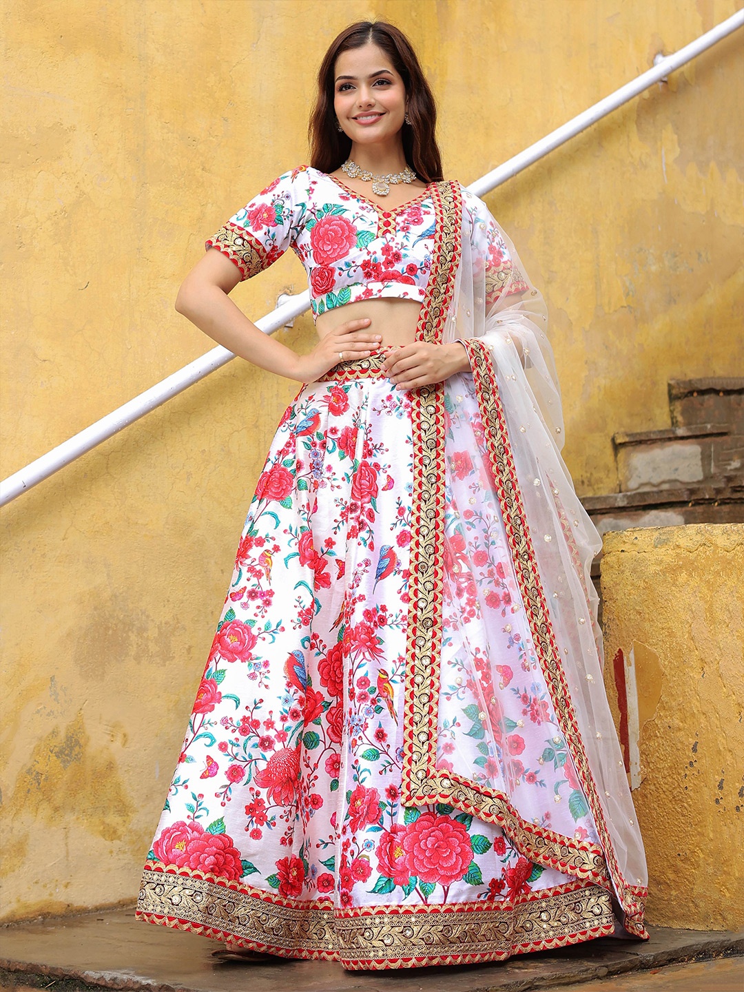 FABPIXEL Printed Sequinned Semi-Stitched Lehenga & Unstitched Blouse With Dupatta, White
FABPIXEL Printed Sequinned Semi-Stitched Lehenga & Unstitched Blouse With Dupatta, White