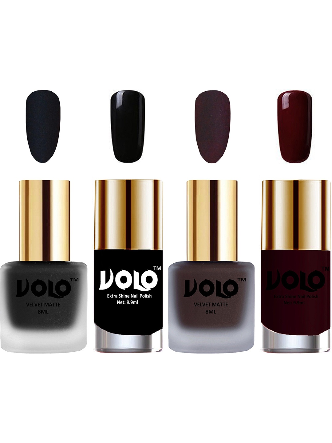 VOLO Set Of 4 Velvet Matte & Extra Shine Nail Polish - 8 ml Each Shade - 05 - 29 - 3 - 44, Multi
VOLO Set Of 4 Velvet Matte & Extra Shine Nail Polish - 8 ml Each Shade - 05 - 29 - 3 - 44, Multi