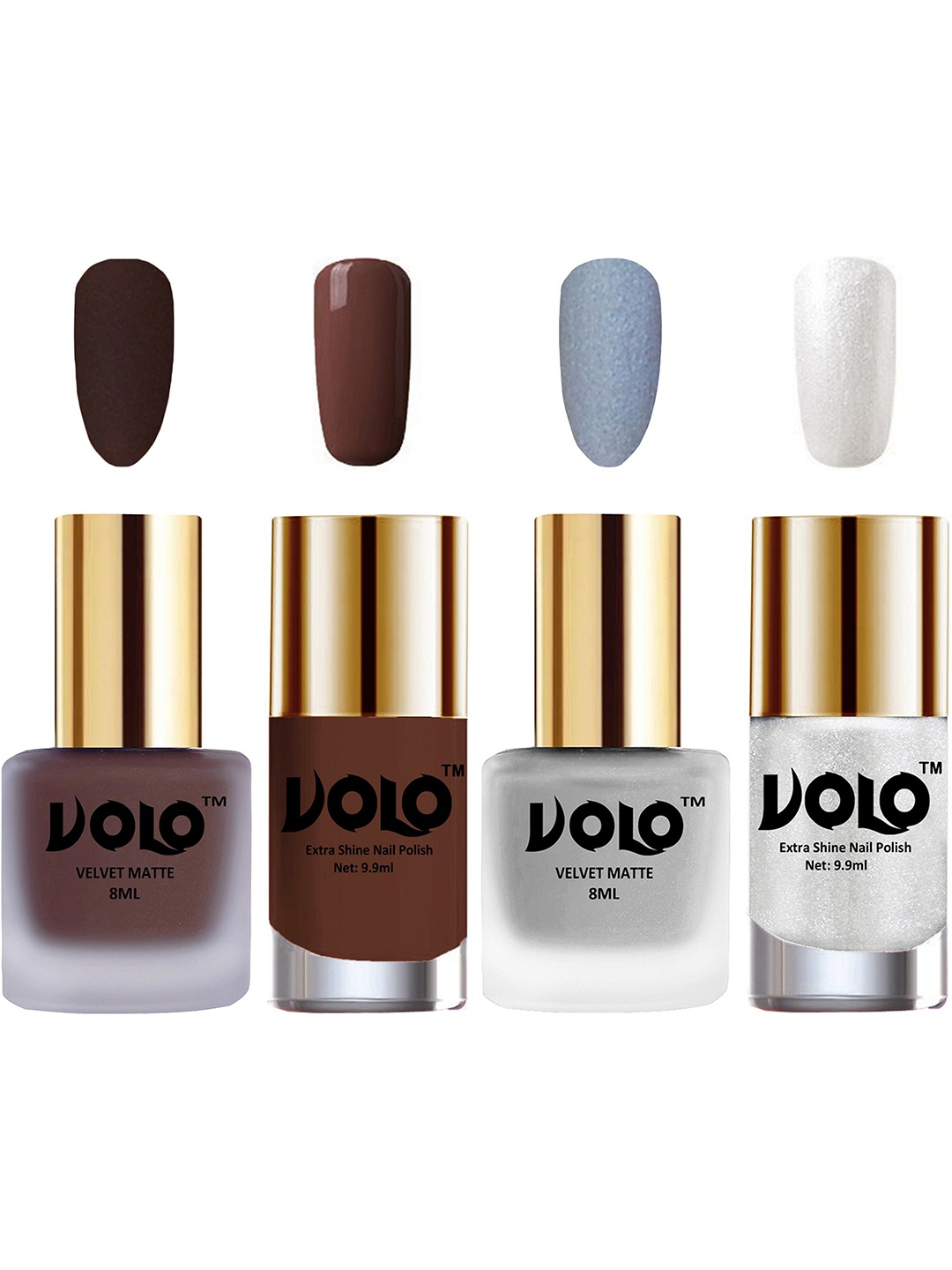 VOLO Set Of 4 Velvet Matte & Extra Shine Nail Polish - 8 ml Each - 02- 33 - 19 - 46, Multi
VOLO Set Of 4 Velvet Matte & Extra Shine Nail Polish - 8 ml Each - 02- 33 - 19 - 46, Multi
