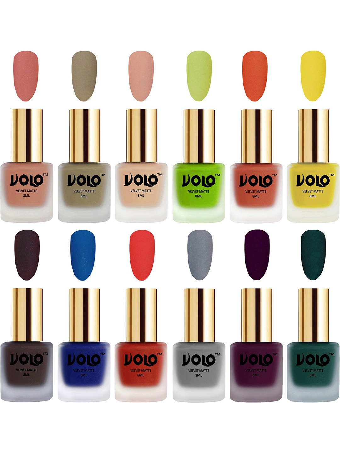 VOLO Set Of 12 Velvet Matte Nail Polish - 8 ml Each - Coral-Light Wine-Sand Nude, Purple
VOLO Set Of 12 Velvet Matte Nail Polish - 8 ml Each - Coral-Light Wine-Sand Nude, Purple