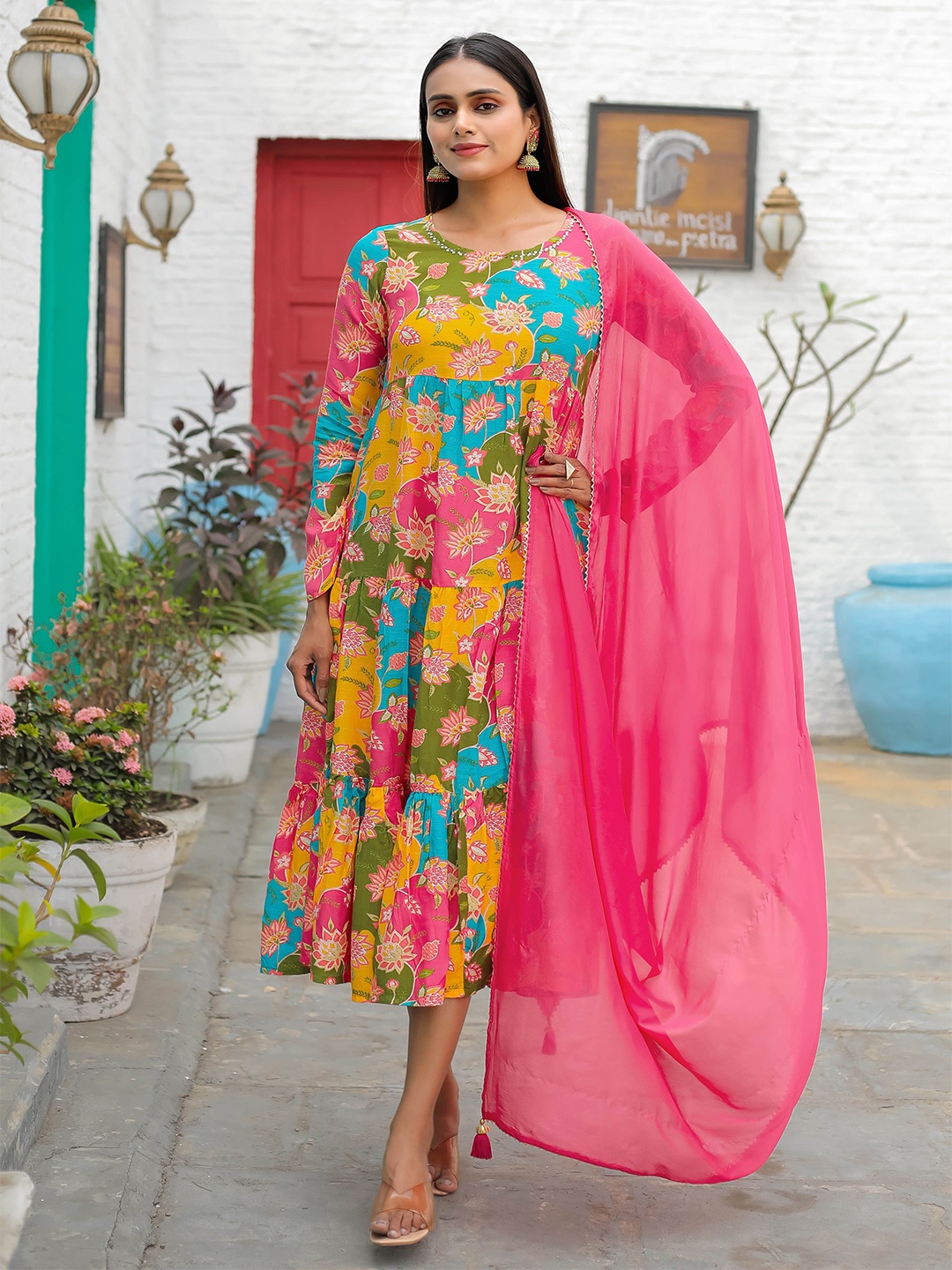 Roly Poly Abstract Printed A-Line Tiered Ethnic Dresses Comes with a Dupatta, Yellow
Roly Poly Abstract Printed A-Line Tiered Ethnic Dresses Comes with a Dupatta, Yellow