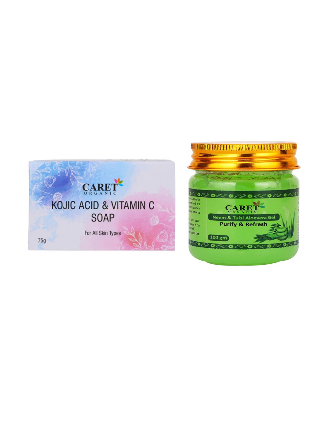 CARET ORGANIC Kojic Acid Vitamin C Soap - 75 g With Neem & Tulsi Aloe Vera Gel - 100 g, White
CARET ORGANIC Kojic Acid Vitamin C Soap - 75 g With Neem & Tulsi Aloe Vera Gel - 100 g, White