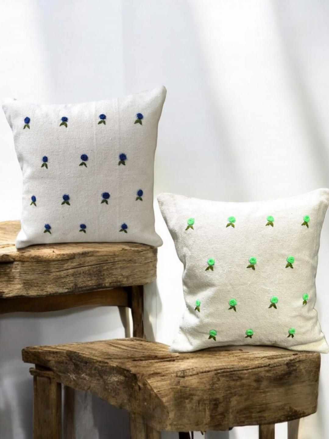 INTERIORQUOTIENT Blue & Green 2 Pieces Floral Embroidered Cotton Square Cushion Covers
INTERIORQUOTIENT Blue & Green 2 Pieces Floral Embroidered Cotton Square Cushion Covers