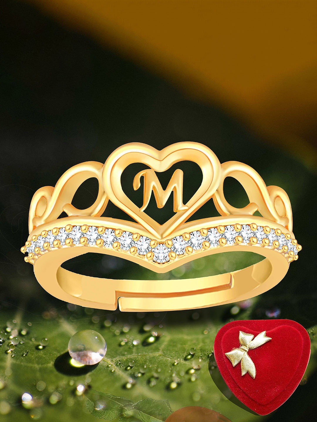 Heer Collection Gold Plated American Diamond Studded Alphabet M Adjustable Finger Ring
Heer Collection Gold Plated American Diamond Studded Alphabet M Adjustable Finger Ring