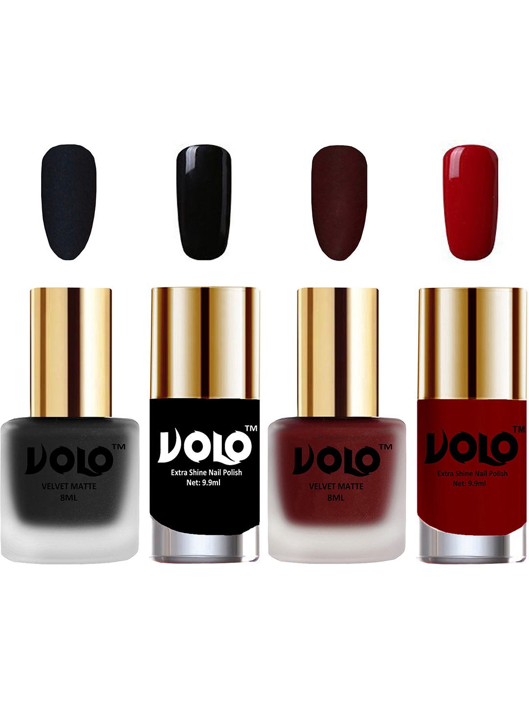 VOLO Set Of 4 Velvet Matte & Extra Shine Nail Polish -8 ml&9.9 ml Each - 05 - 23 - 3 - 31, Red
VOLO Set Of 4 Velvet Matte & Extra Shine Nail Polish -8 ml&9.9 ml Each - 05 - 23 - 3 - 31, Red
