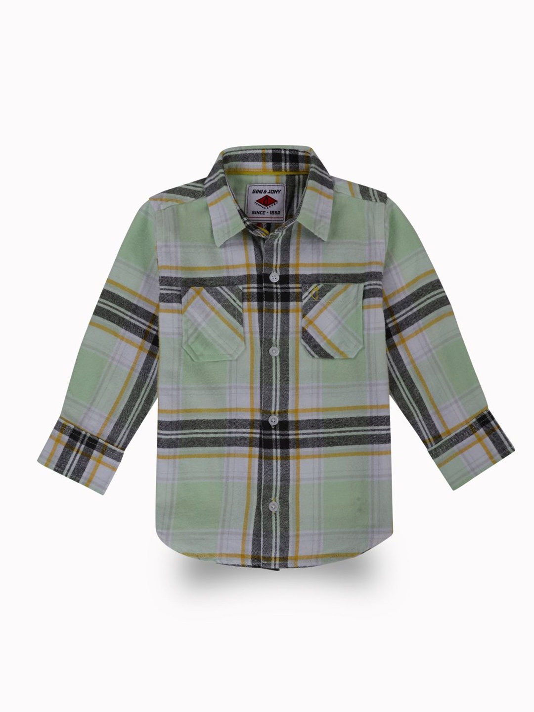 Gini and Jony Boys Standard Spread Collar Windowpane Checked Cotton Casual Shirt, Green
Gini and Jony Boys Standard Spread Collar Windowpane Checked Cotton Casual Shirt, Green