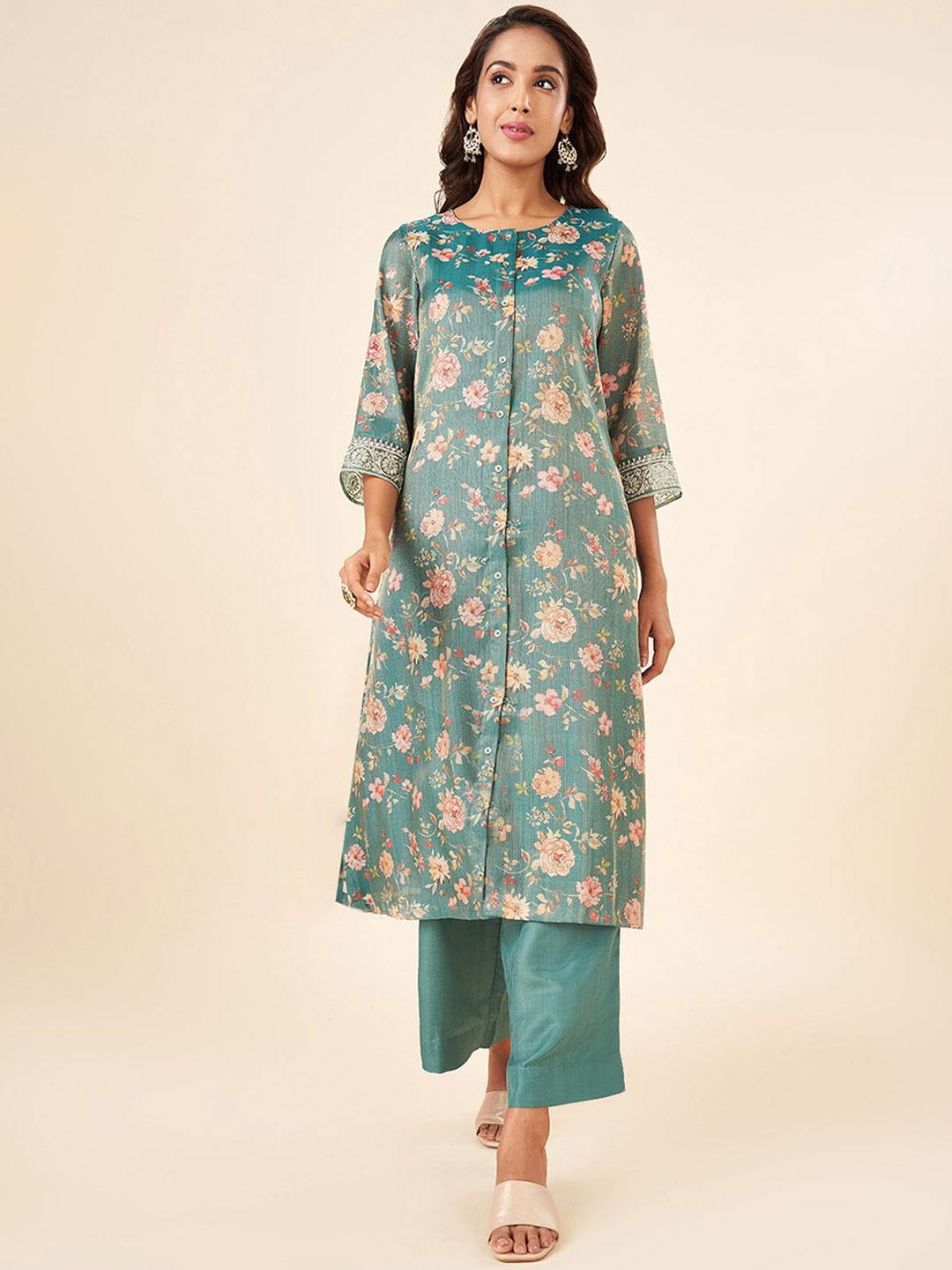 RANGMANCH BY PANTALOONS Women Floral Printed Regular Kurta with Trousers, Green
RANGMANCH BY PANTALOONS Women Floral Printed Regular Kurta with Trousers, Green