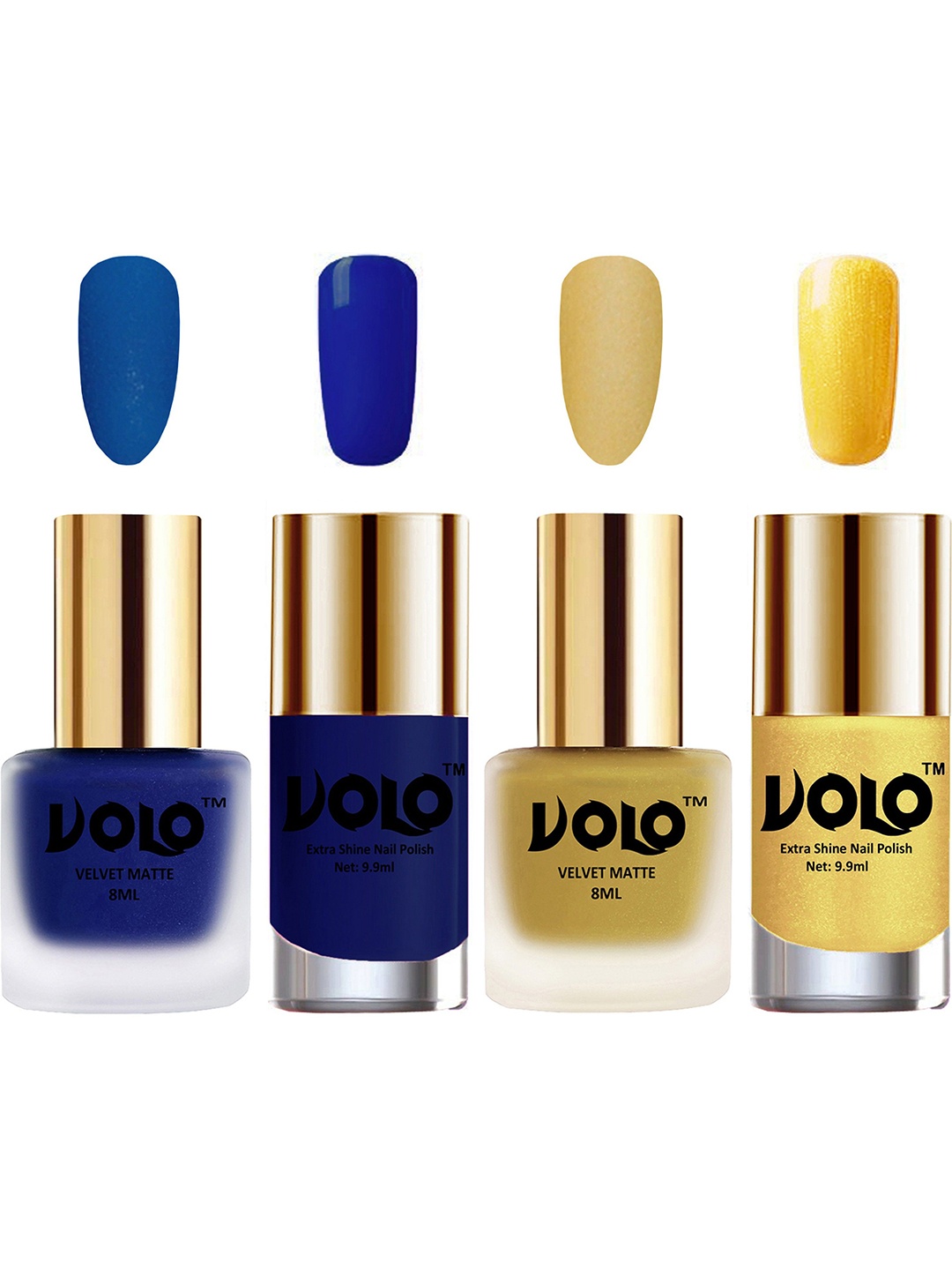 VOLO Set Of 4 Velvet Matte & Extra Shine Nail Polish - 8 ml Each - 19 - 32 - 66 - 59, Multi
VOLO Set Of 4 Velvet Matte & Extra Shine Nail Polish - 8 ml Each - 19 - 32 - 66 - 59, Multi