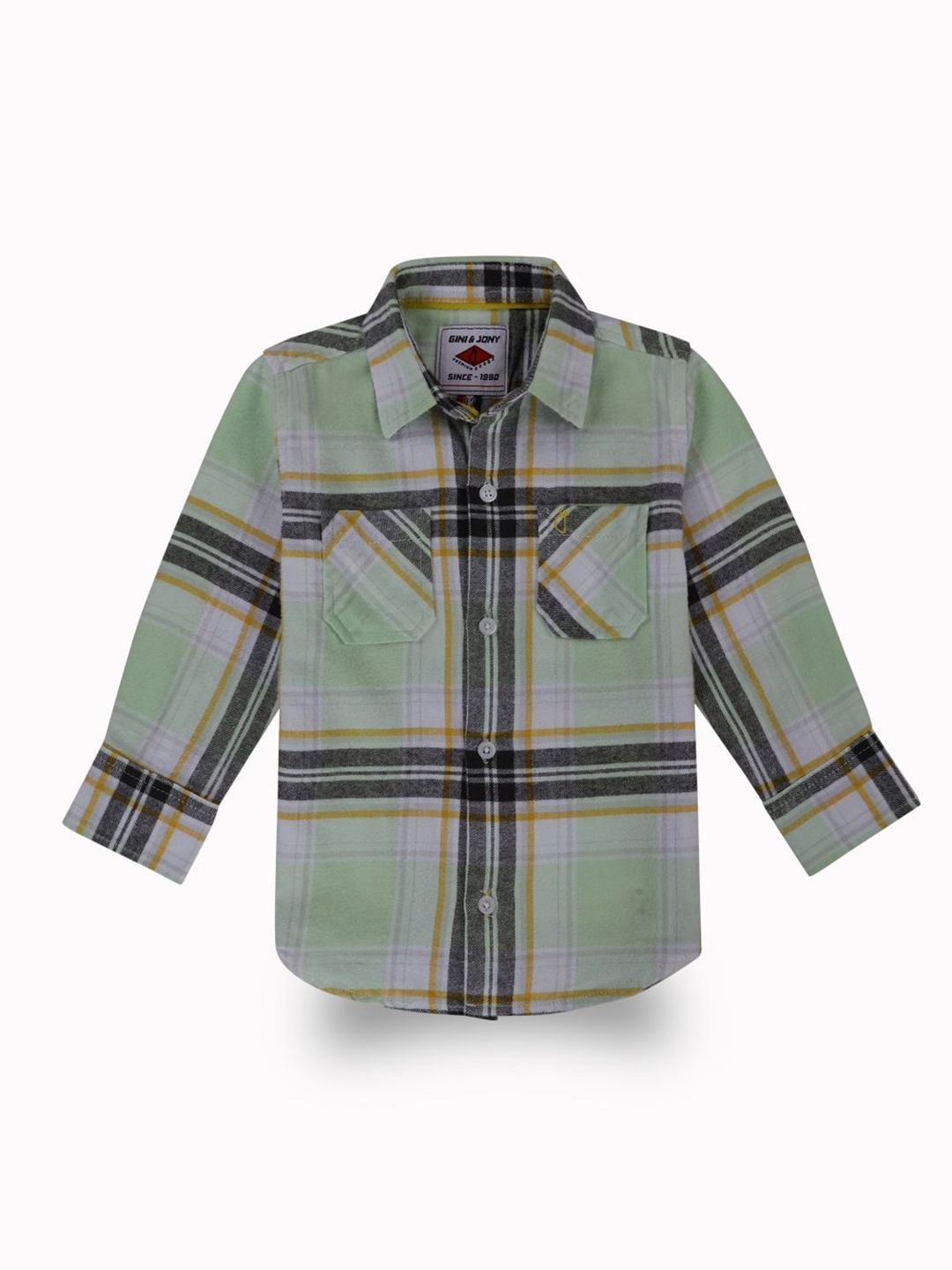 Gini and Jony Boys Standard Spread Collar Windowpane Checked Cotton Casual Shirt, Green
Gini and Jony Boys Standard Spread Collar Windowpane Checked Cotton Casual Shirt, Green