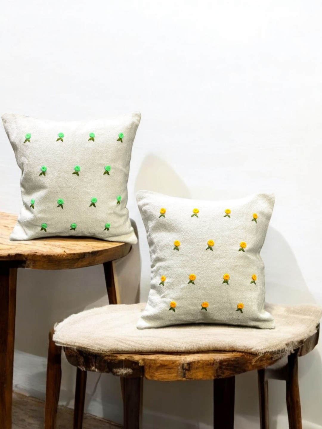 INTERIORQUOTIENT Yellow & Green 2 Pieces Floral Embroidered Cotton Square Cushion Covers
INTERIORQUOTIENT Yellow & Green 2 Pieces Floral Embroidered Cotton Square Cushion Covers