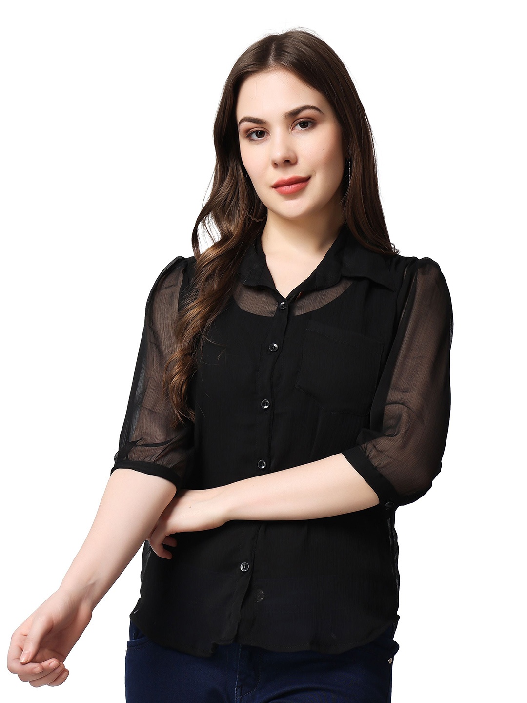 SCORPIUS Women Classic Spread Collar Solid Slim Fit Casual Shirt, Black
SCORPIUS Women Classic Spread Collar Solid Slim Fit Casual Shirt, Black
