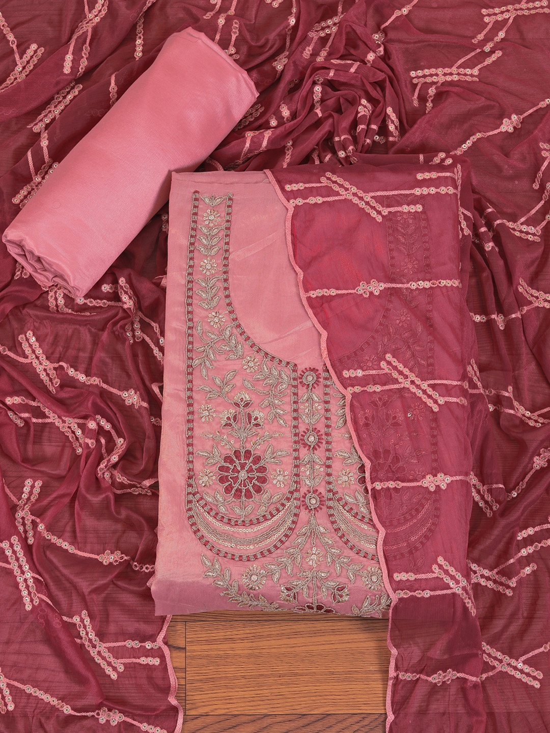 Jaipur Kurti Zari Embroidered Silk Blend Dress Material With Embellished Dupatta, Pink
Jaipur Kurti Zari Embroidered Silk Blend Dress Material With Embellished Dupatta, Pink