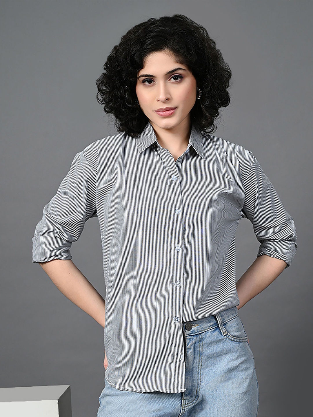 The Roadster Lifestyle Co. Women Standard Vertical Striped Cotton Formal Shirt, Black
The Roadster Lifestyle Co. Women Standard Vertical Striped Cotton Formal Shirt, Black