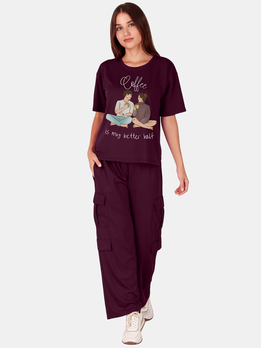 Fasense Printed Oversized T-shirt With Cargo Trousers Co-Ords, Brown
Fasense Printed Oversized T-shirt With Cargo Trousers Co-Ords, Brown