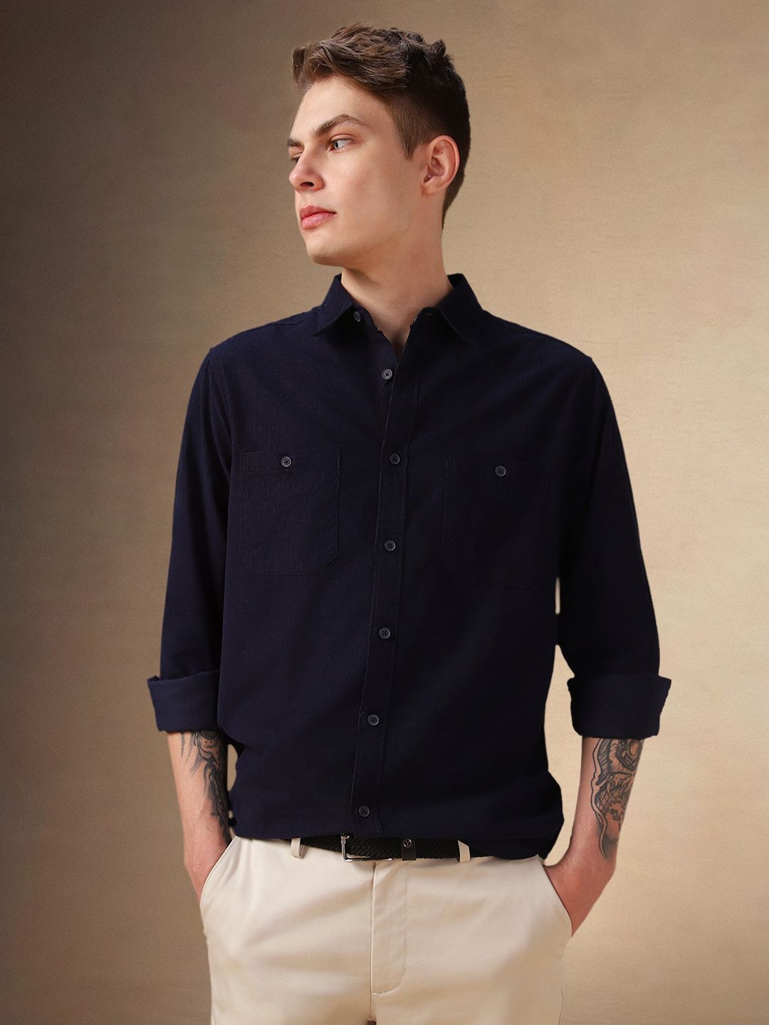 Dennis Lingo Men Spread Collar Solid Cotton Relaxed Fit Casual Shirt, Navy blue
Dennis Lingo Men Spread Collar Solid Cotton Relaxed Fit Casual Shirt, Navy blue