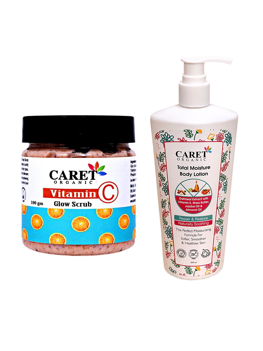 CARET ORGANIC Set Of 2 Vitamin C Glow Scrub- 100 g & Total Moisture Body Lotion- 200 ml, White
CARET ORGANIC Set Of 2 Vitamin C Glow Scrub- 100 g & Total Moisture Body Lotion- 200 ml, White