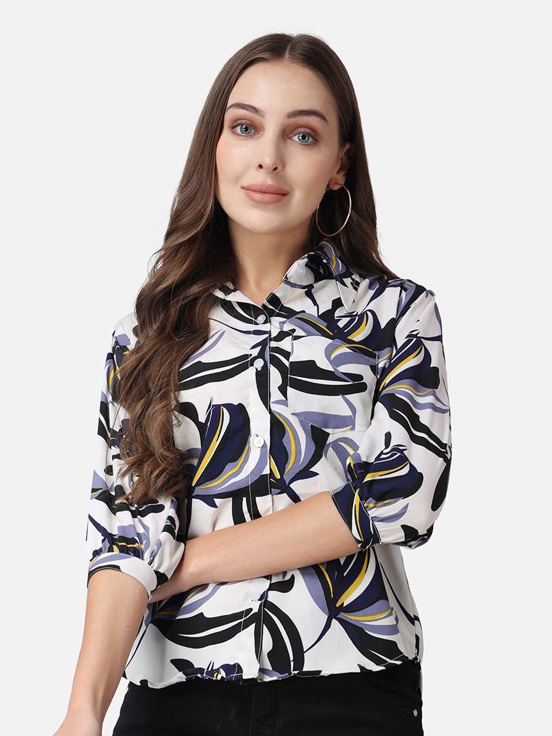MINOS Women Classic Spread Collar Floral Printed Crepe Slim Fit Casual Shirt, White
MINOS Women Classic Spread Collar Floral Printed Crepe Slim Fit Casual Shirt, White