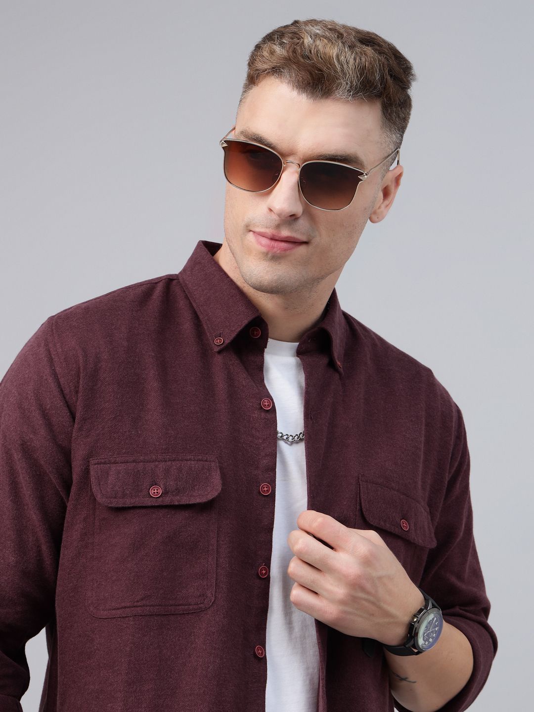 Hancock Men Button-Down Collar Solid Cotton Flannel Slim Fit Casual Shacket, Burgundy
Hancock Men Button-Down Collar Solid Cotton Flannel Slim Fit Casual Shacket, Burgundy
