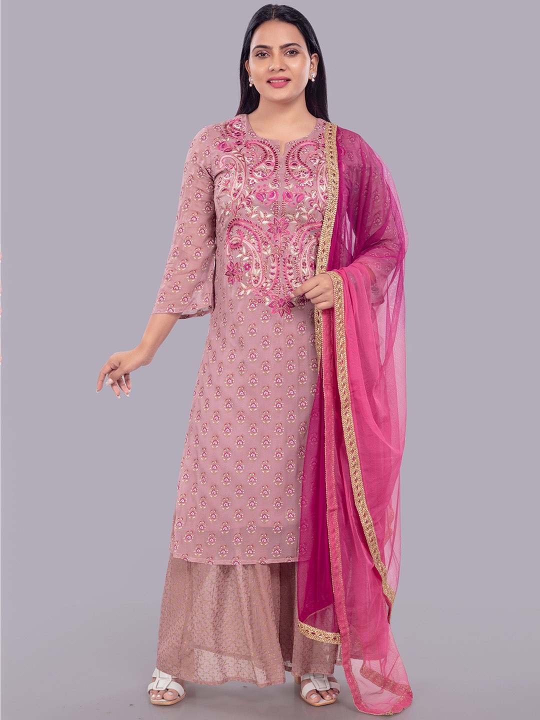 COTTON CULTURE Women Floral Embroidered Regular Kurta with Palazzos & With Dupatta, Maroon
COTTON CULTURE Women Floral Embroidered Regular Kurta with Palazzos & With Dupatta, Maroon