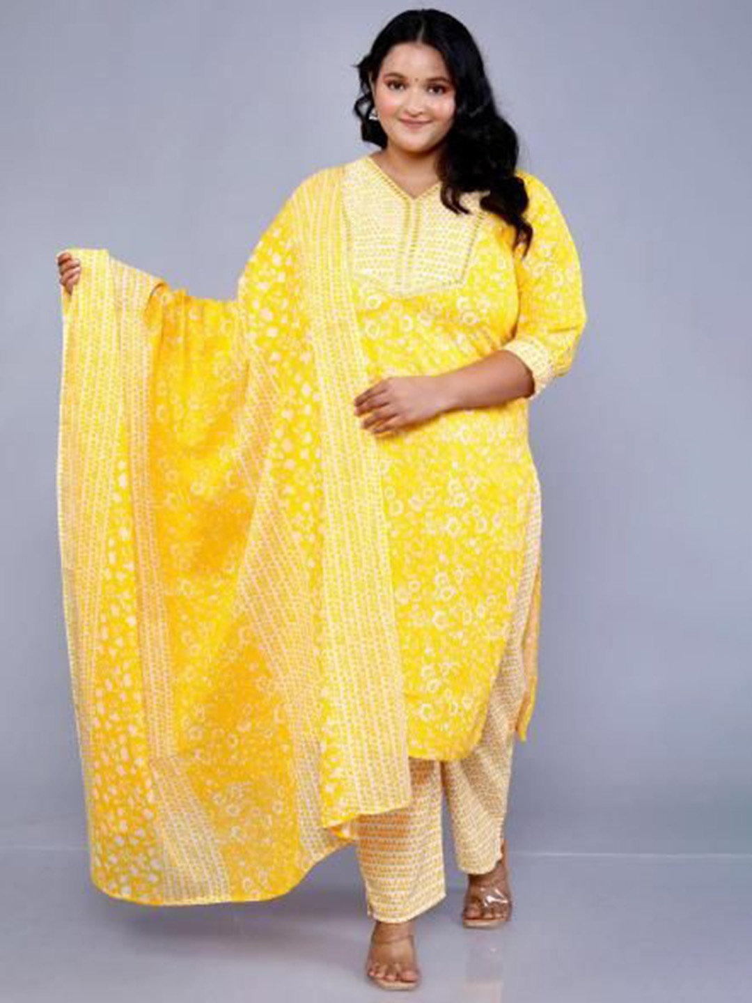 KALINI Women Floral Printed Regular Pure Cotton Kurta with Trousers & Dupatta, Yellow
KALINI Women Floral Printed Regular Pure Cotton Kurta with Trousers & Dupatta, Yellow