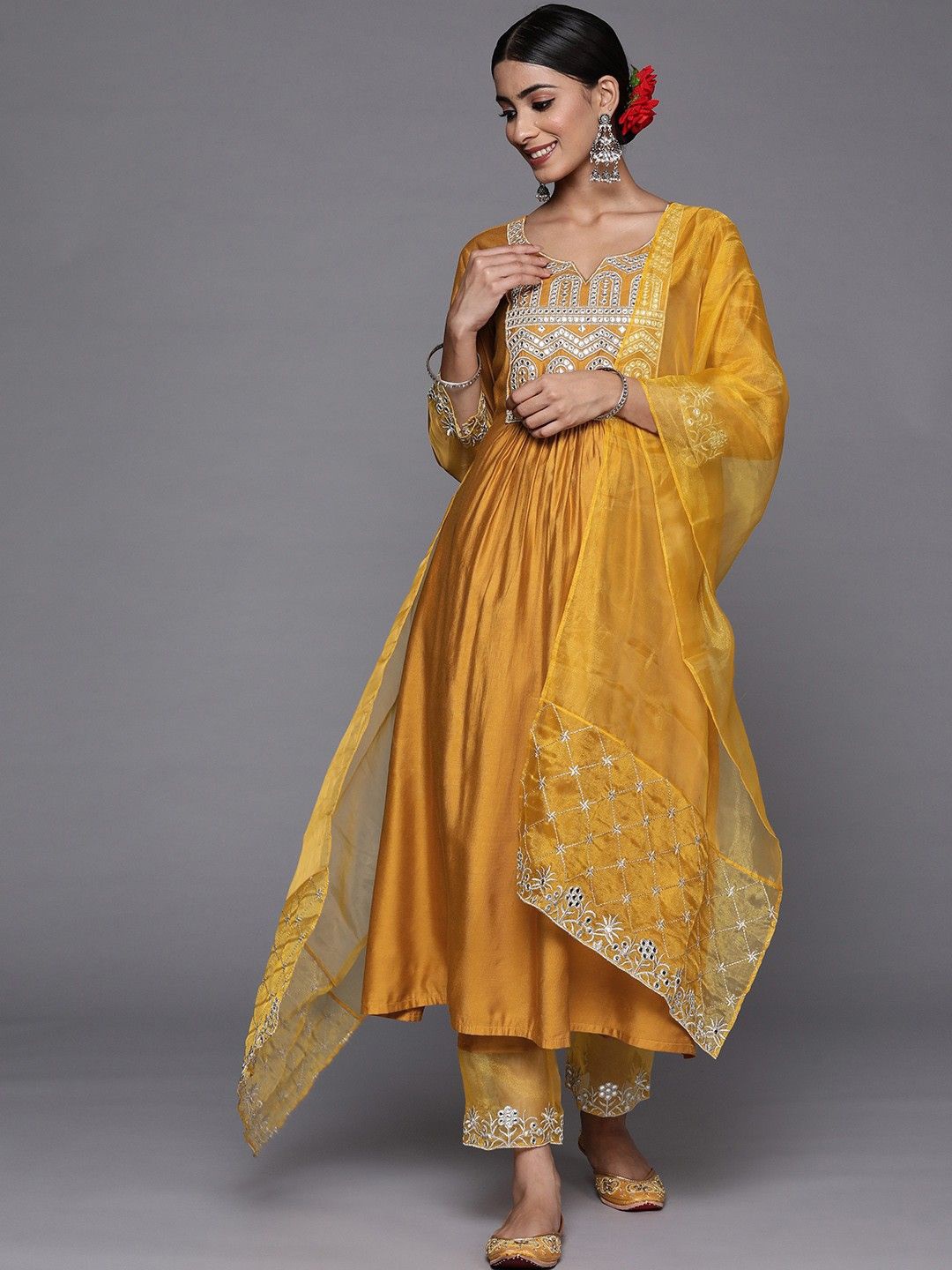 zinariya Fab Women Ethnic Motifs Embroidered Empire Kurta with Trousers & With Dupatta, Yellow
zinariya Fab Women Ethnic Motifs Embroidered Empire Kurta with Trousers & With Dupatta, Yellow
